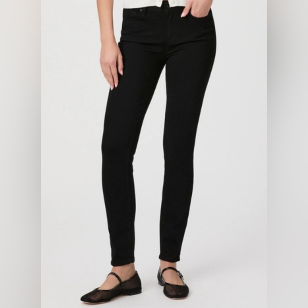 $189 Paige Women's Black Stretch Transcend Verdugo Crop Denim Skinny Jeans 28